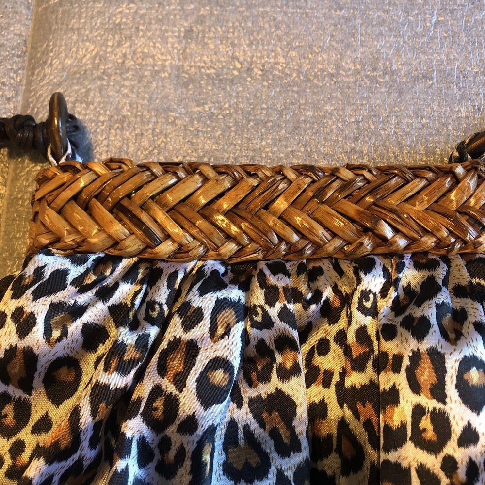 DP Leopard Print Purse Braided Beaded Long Strap Bohemian Hippie Pocket Clasp - Picture 6 of 12